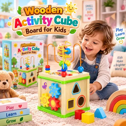 Wooden Activity Cube Board for Kids Hand and Eye Coordination (2025-1 )