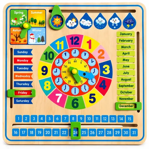 Educational Wooden Multifunctional Calendar Clock | 2025-13