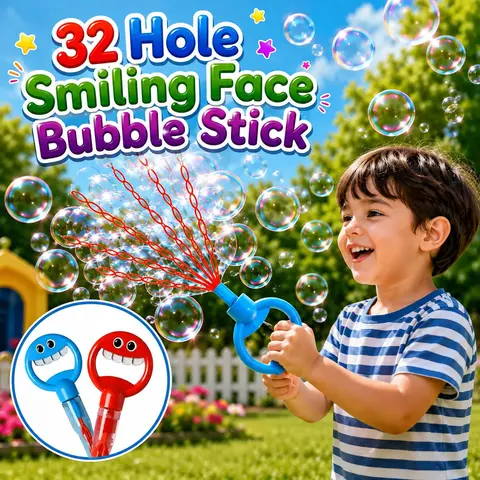32 Hole Smiling Face Bubble Stick For Kids (HY-111)
