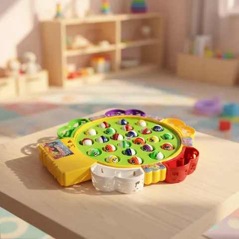 Rotating Fishing Game Toy 24 Fish Set with Music for Kids (6873)