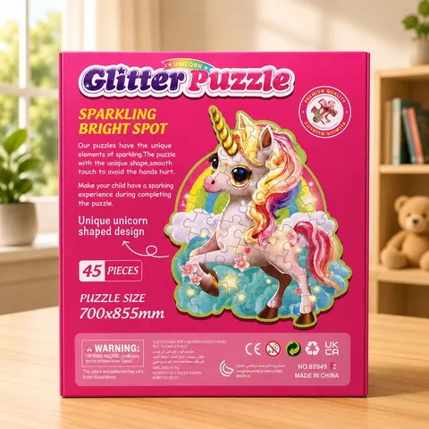 45 Pcs Unicorn Glitter Puzzle For Kids (889)
