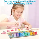 Wooden Montessori Puzzle – Numbers, Letters & Fishing Game | 2025-4