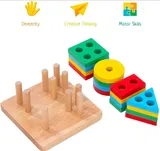 Wooden Geometric Shape Matching Blocks For Kids (2025-56)