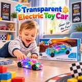 Transparent Electric Toy Car with Lights, Music & Universal Gear