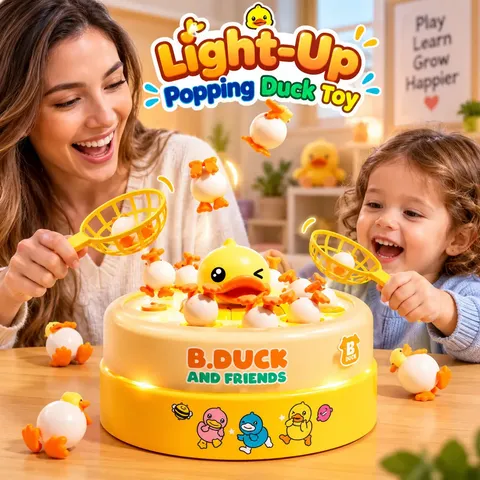 Light-Up Popping Duck Bounce & Catch Toy with Sound