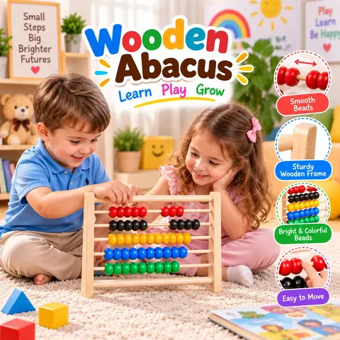 Wooden Abacus Counting Colorful Beads Set for Kids (2025-36)