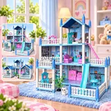 DIY Doll House Villa Set For Kids - Blue