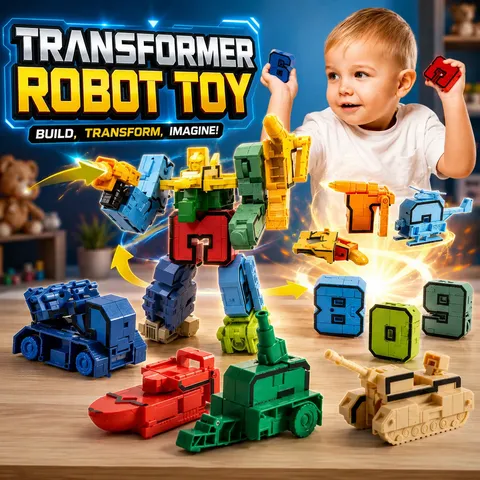 Transforming Robot Car Toy with Number Figures for Kids (727-1 / 727-79)