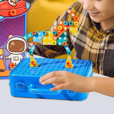 Creative 3D Drill Toy Set Space Simulation Screw Tool Box Random (232pcs)