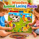 Wooden Animal Lacing Puzzle – Threading & Matching Toy for Kids (Random Animals) | 2025-34