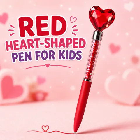 Red Heart-Shaped Pen For Kids (9045)