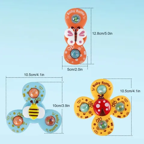 3 in 1 Baby Rattles Set with Suction Cup Spinner Toy (6329)