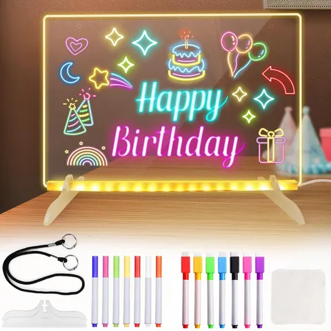 Acrylic LED Board With Colorful Night Light & 7 Neon Pens