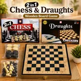 2 in 1 Chess & Draughts Wooden Board Game Set for Kids & Family (1258)