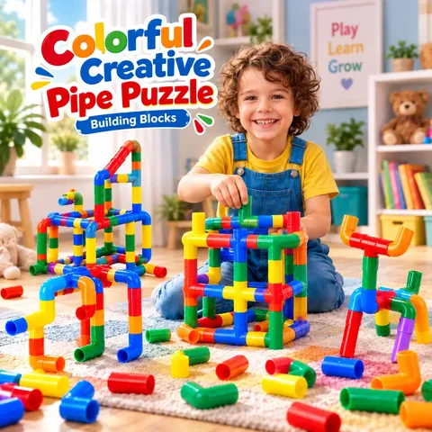 Colorful Creative Pipe Puzzle Building Blocks for Kids (5115AB)