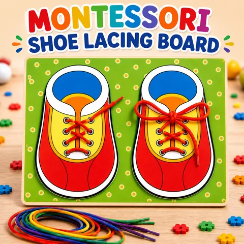 Montessori Shoe Lacing Board – Learn to Tie Shoelaces Training Toy (2025-34)