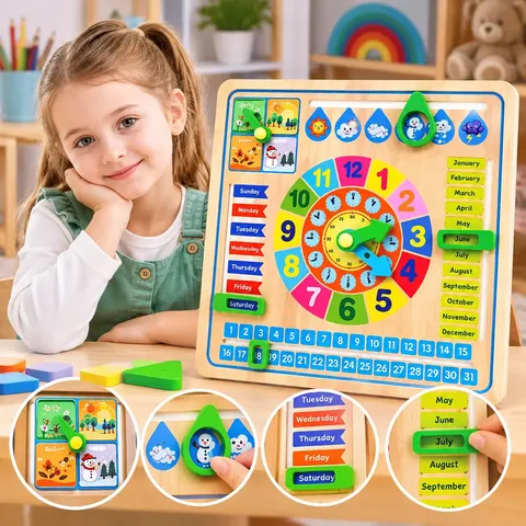 Educational Wooden Multifunctional Calendar Clock | 2025-13