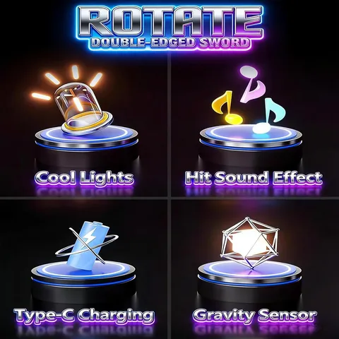 Rotatable Dual-Blade Sword with Retractable Spin, Light & Sound (002)