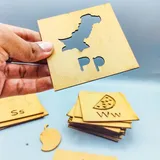 Wooden Urdu & English Alphabet & Shape Stencils Set