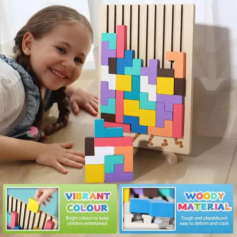 Wooden Educational & Colorful Geometric Versatile Blocks (YHM-89)