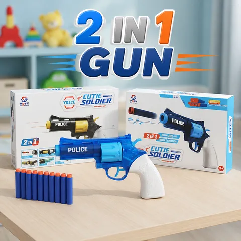 Soldier 2 in 1 Soft Darts and water shooting Gun (Random Color) (648-38)