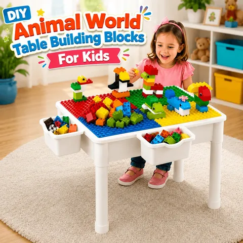 DIY Animal World Table Building Blocks For Kids - 102 Pcs