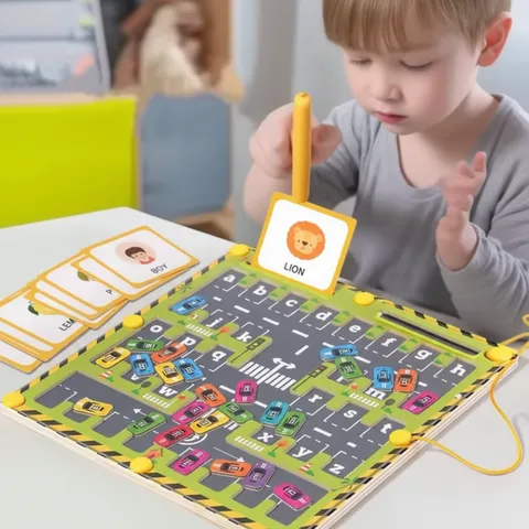 Kids Magnetic Color & Word Maze Wooden Montessori Puzzle (2025-18)