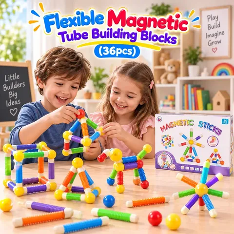 Flexible Magnetic Tube Building Blocks (36pcs)