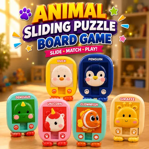 Animal Sliding Puzzle Board Game For Kids (Random Design | 761-14)
