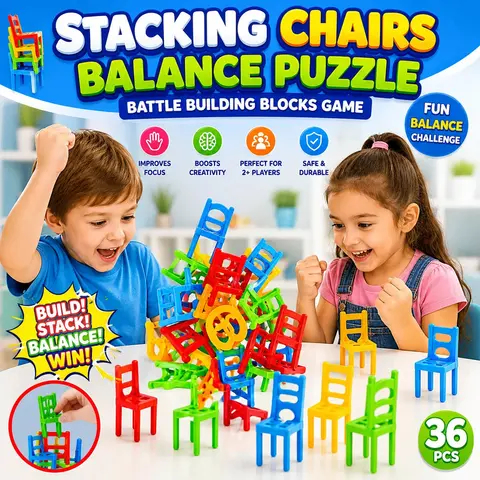 Stacking Chairs Balance Puzzle Battle Building Blocks Game (188D-60)